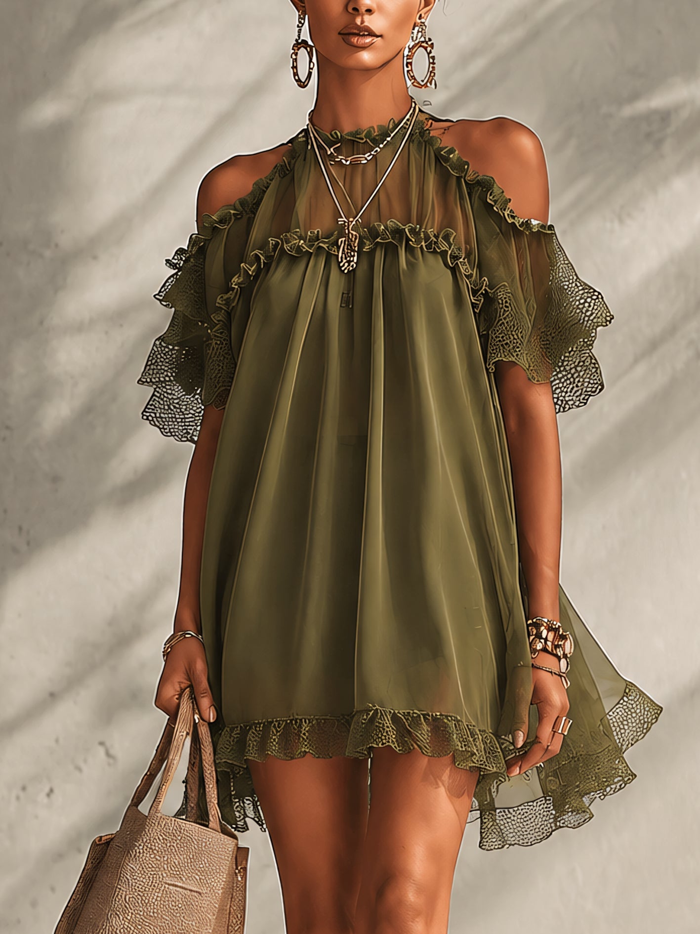 Fera /Vestido Midi Sofisticado con volantes