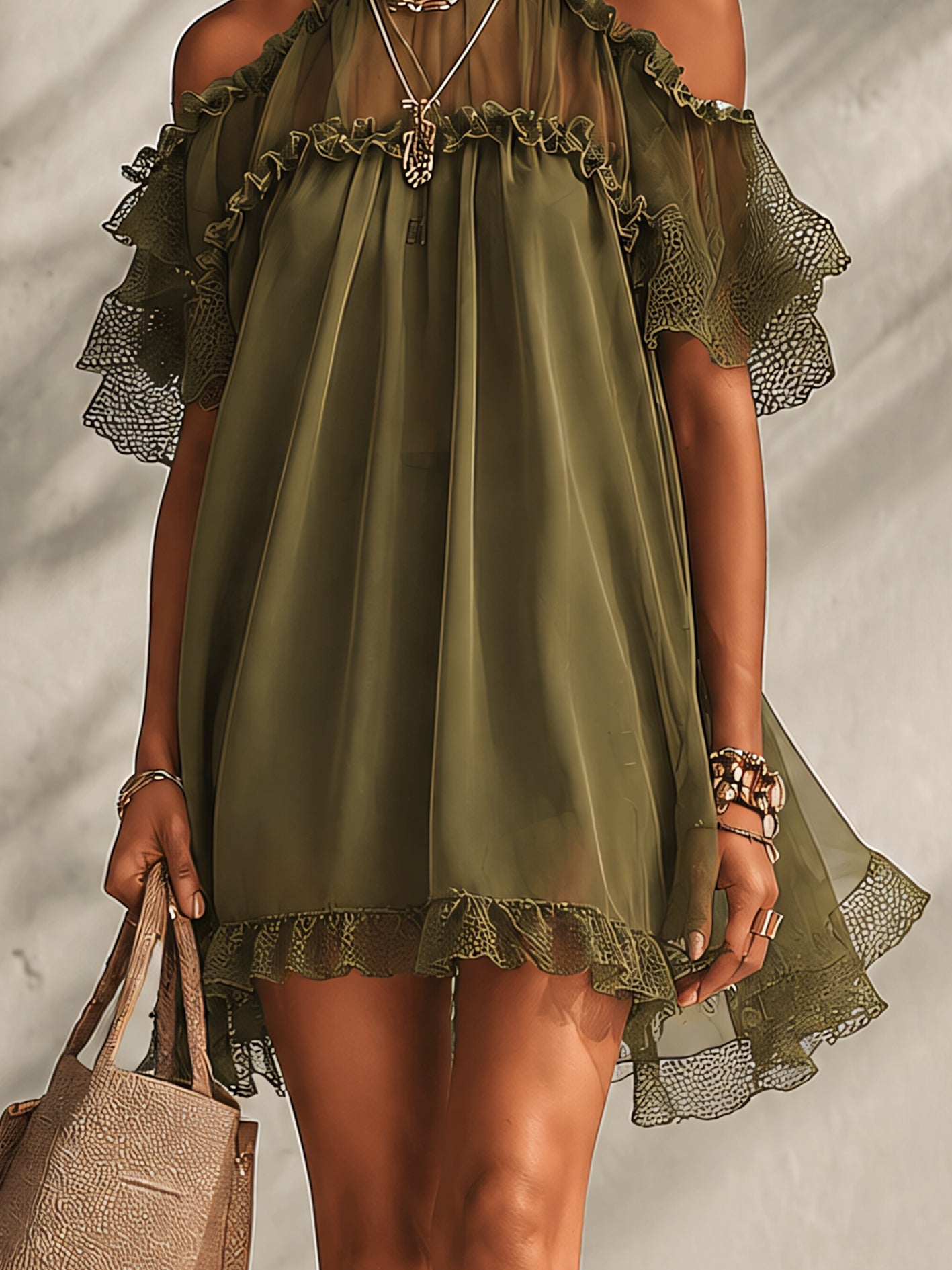 Fera /Vestido Midi Sofisticado con volantes