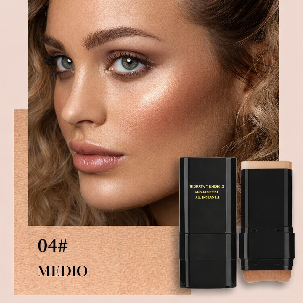 Base de maquillaje en barra y brocha