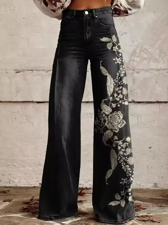 Jeans Wide Leg Flora Noir