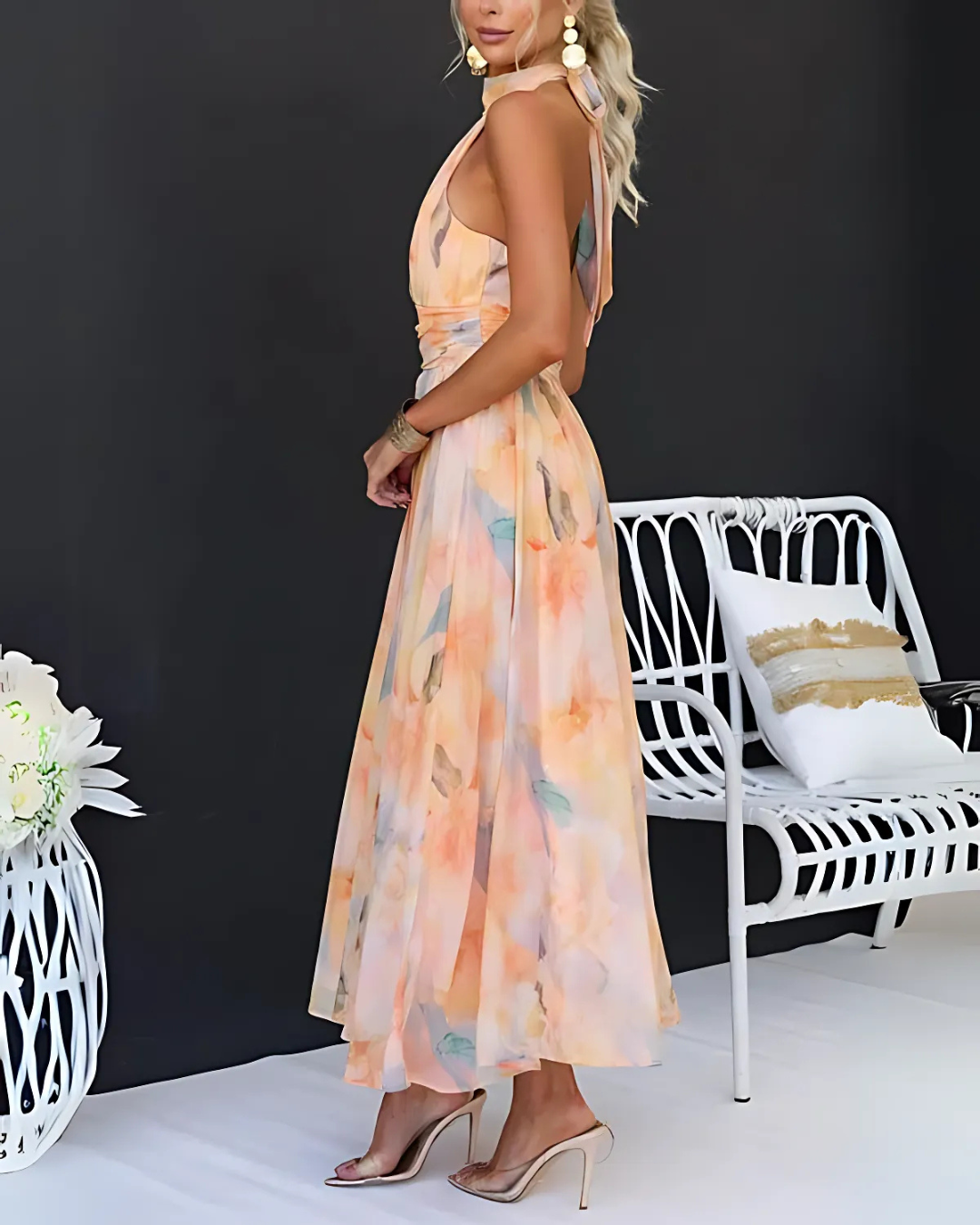 Vestido Largo Estampado Acuarela