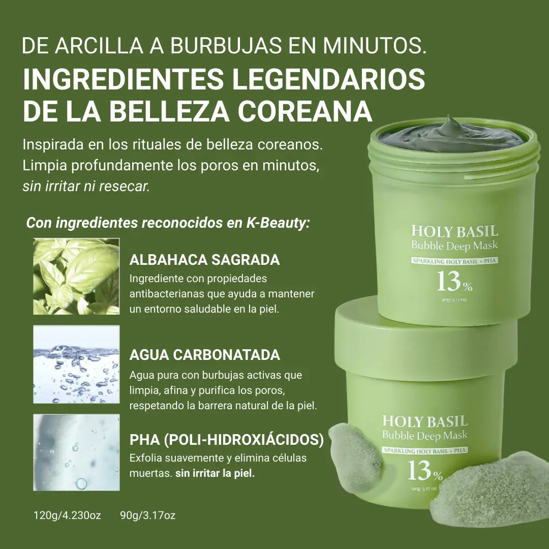 Mascarilla Facial de Burbujas de Albahaca Sagrada