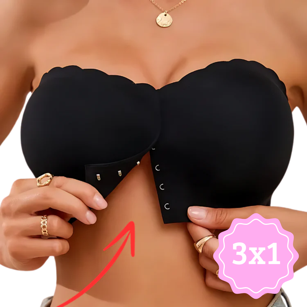 Sujetador con Broches Delanteros sin Tirantes 3X1
