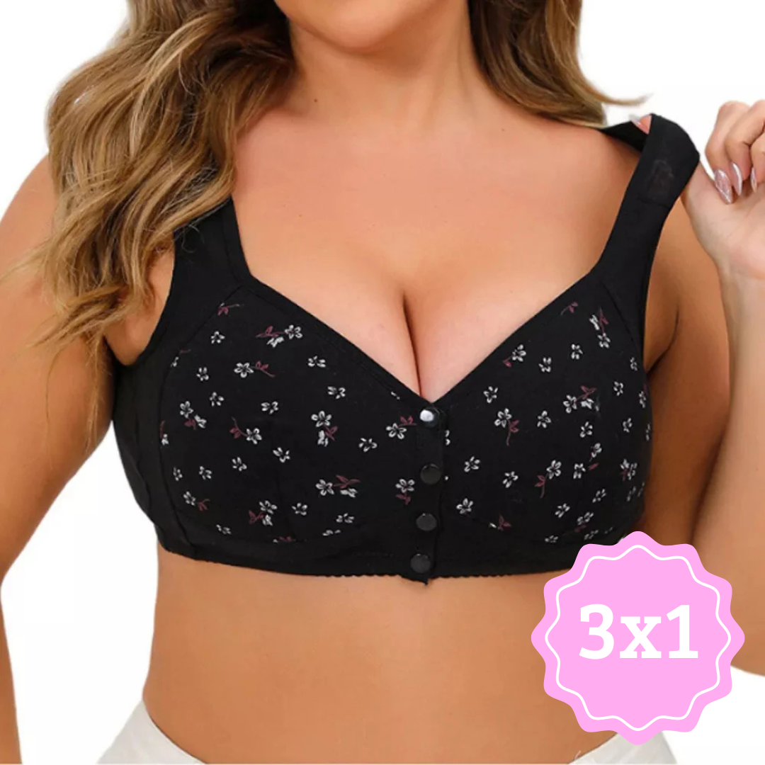 Sujetador Estampado Con Botón Frontal 3X1