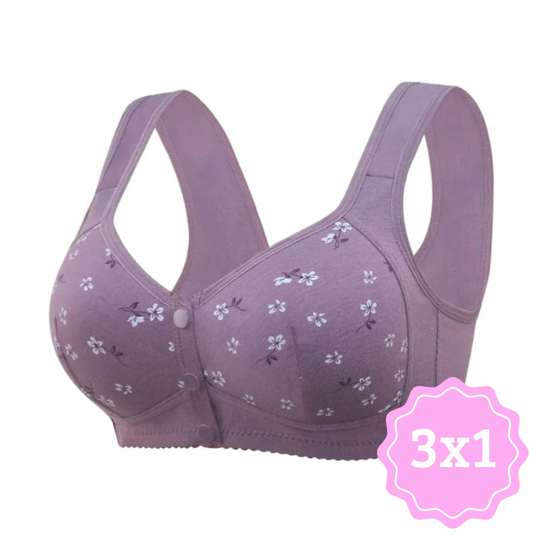 Sujetador Estampado Con Botón Frontal 3X1