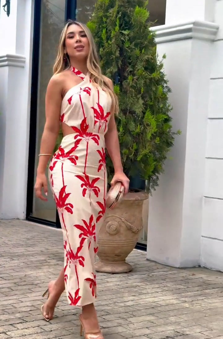 Vestido Atemporal Crimson Oasis