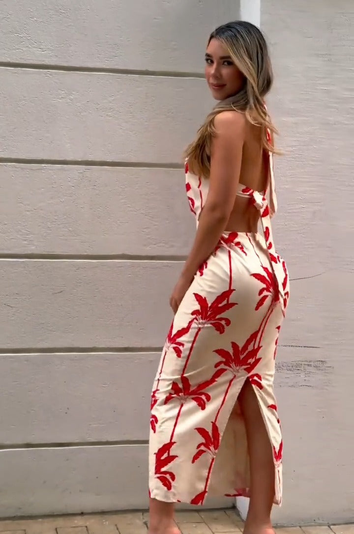 Vestido Atemporal Crimson Oasis