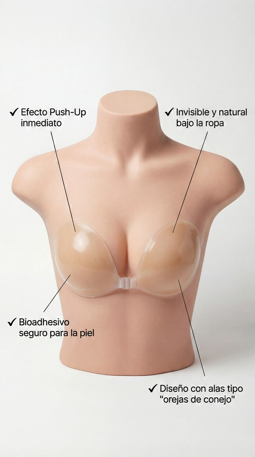 Sujetador Push-UP Invisible de Silicona 3X1