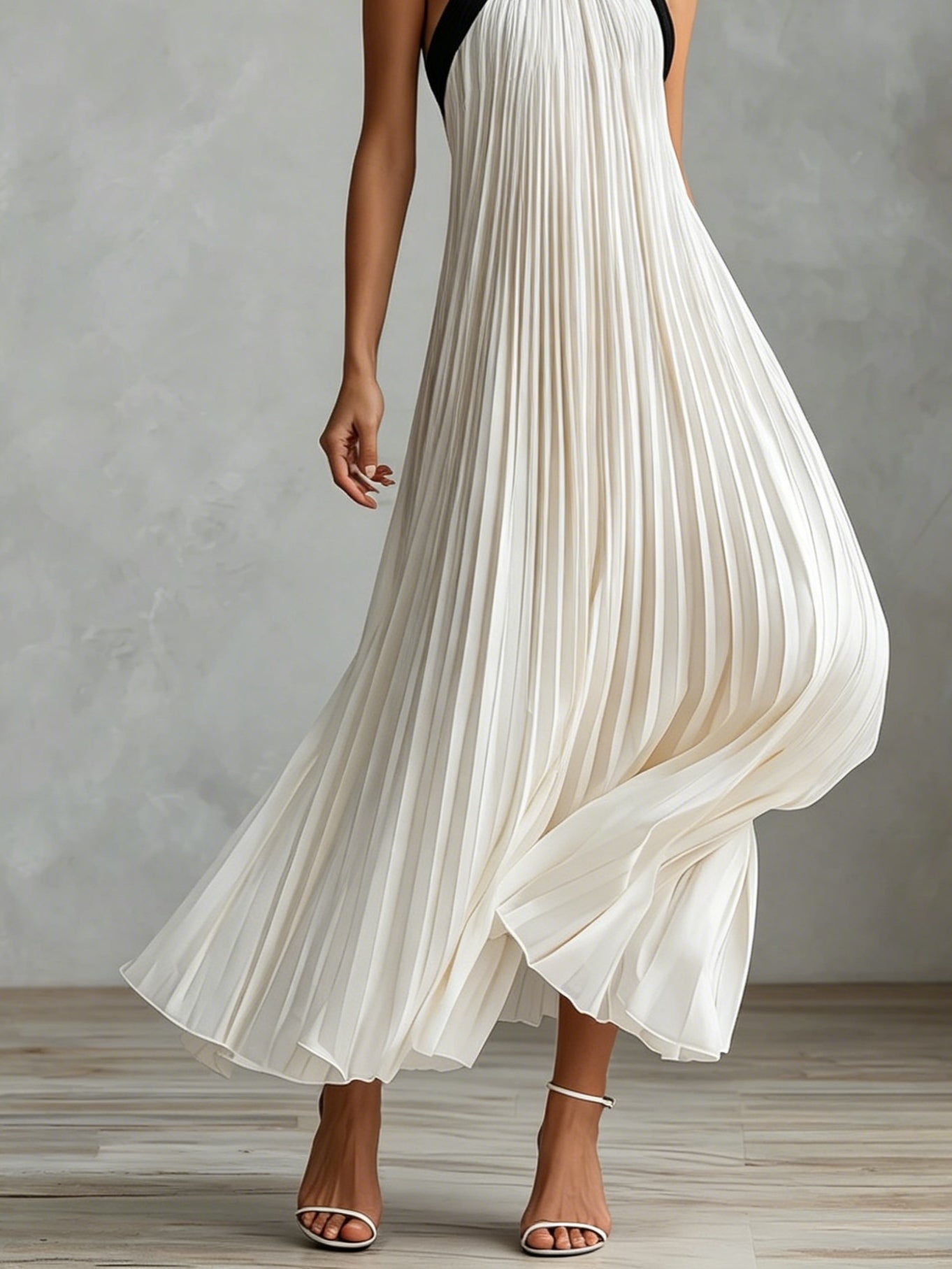 Vestido Exclusivo Cuello Halter Plisado Deina