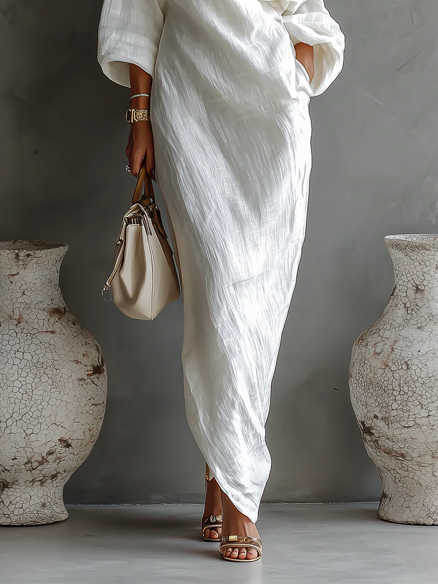 Vestido Lino Escultural Atenas