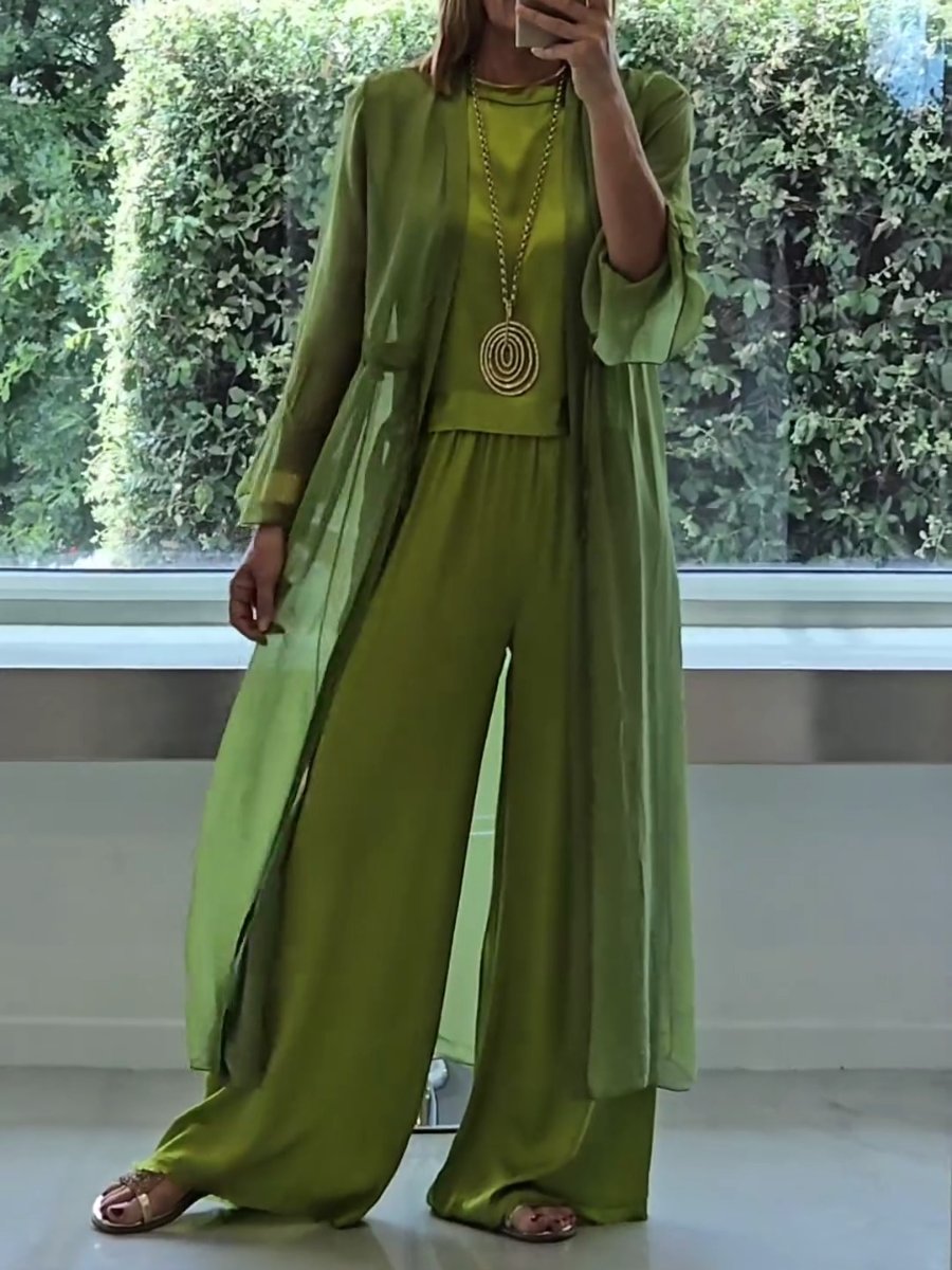 Conjunto de 3 piezas de cristal verde