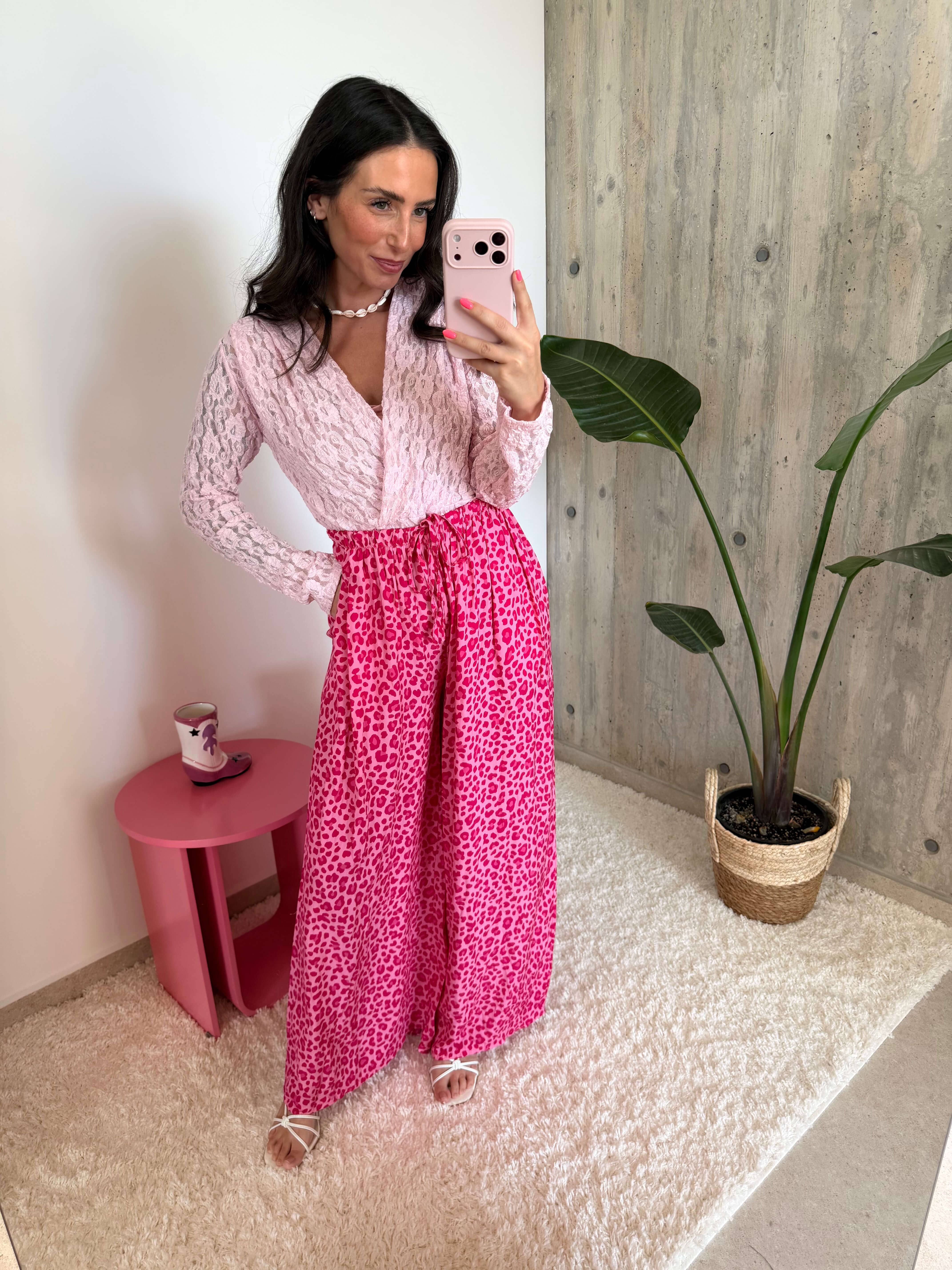 Leoprint Schlabberhose – Pink Langarm Lisas Boutique