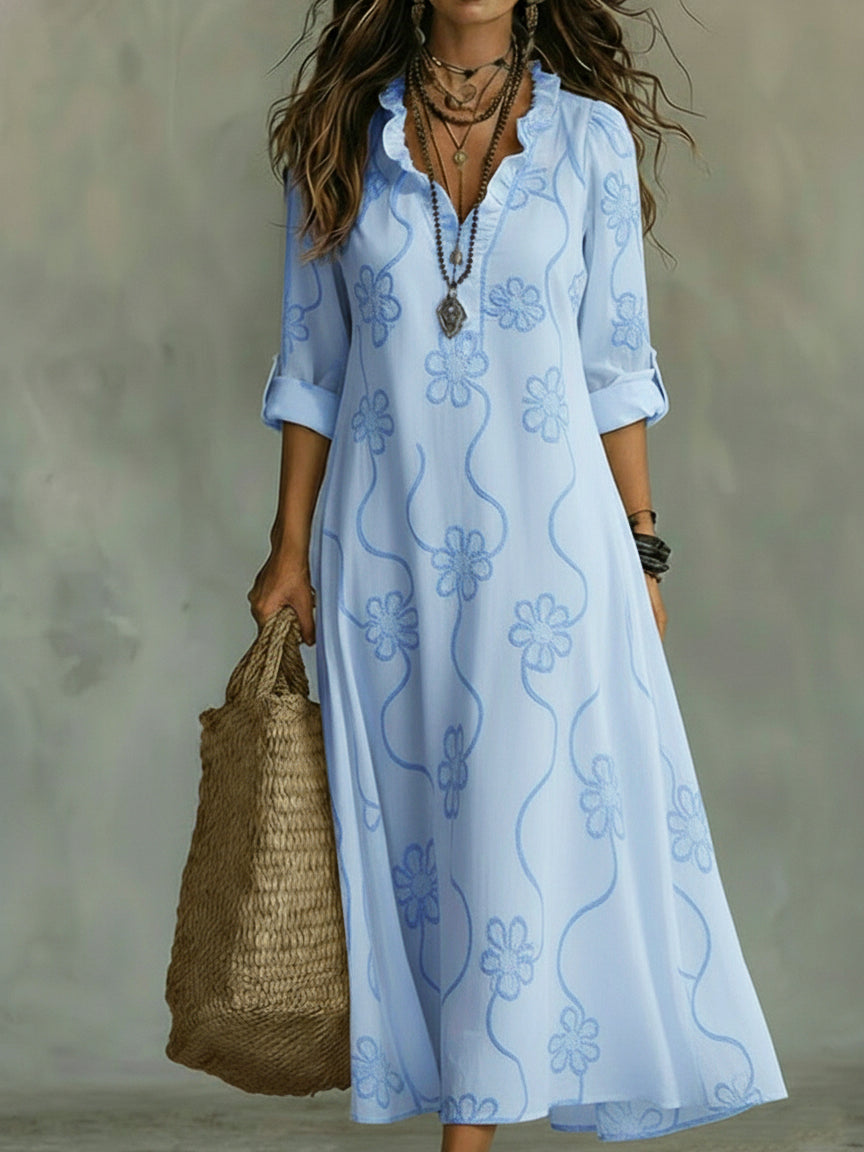 Vestido Retro con Cuello con Volantes