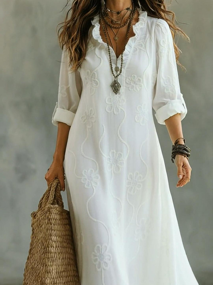 Vestido Retro con Cuello con Volantes