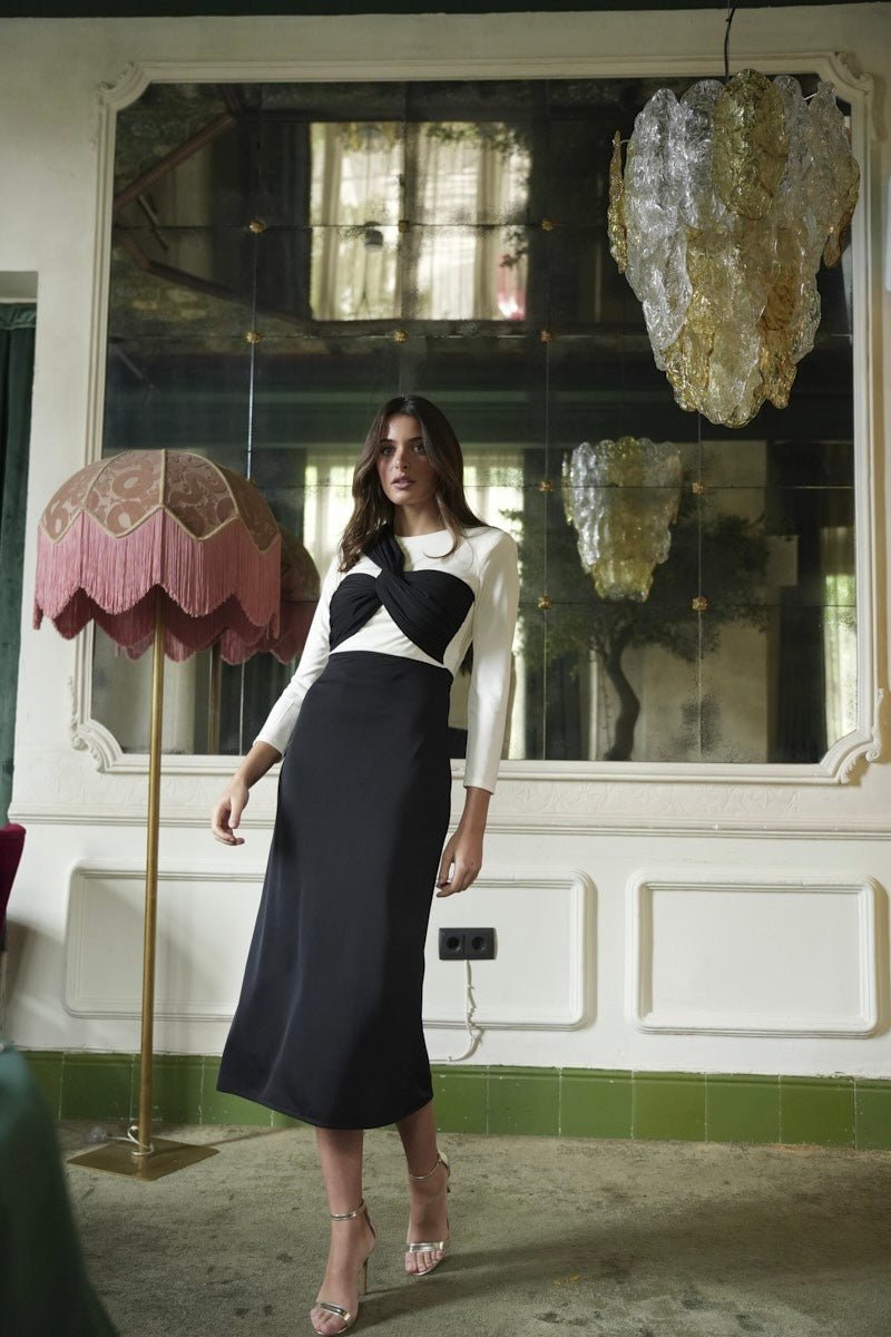 Vestido Miel Bicolor - Atelier Invitada S.L