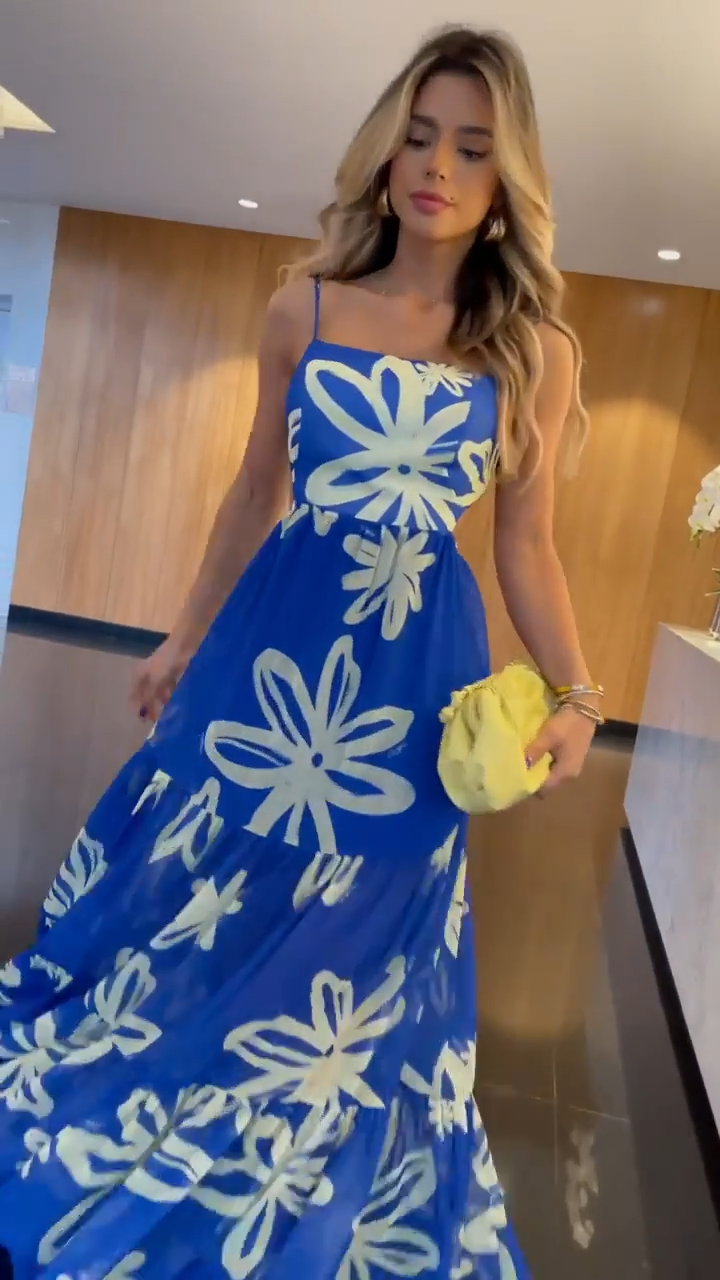 Vestido Azul Cobalto y Margarita