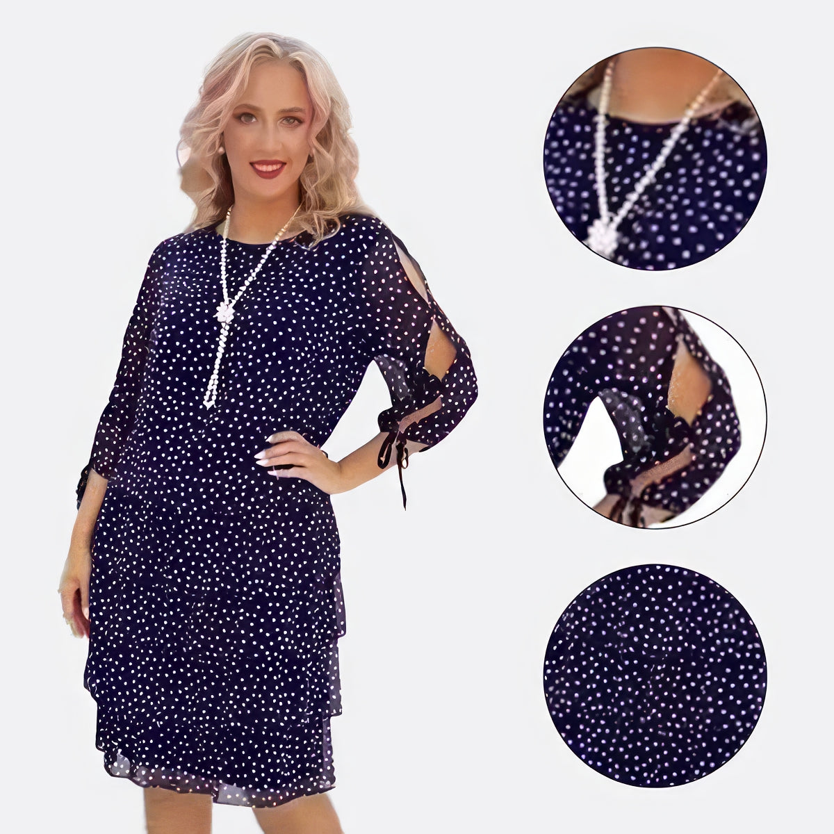 Vestido casual para mujer con estampado y capas