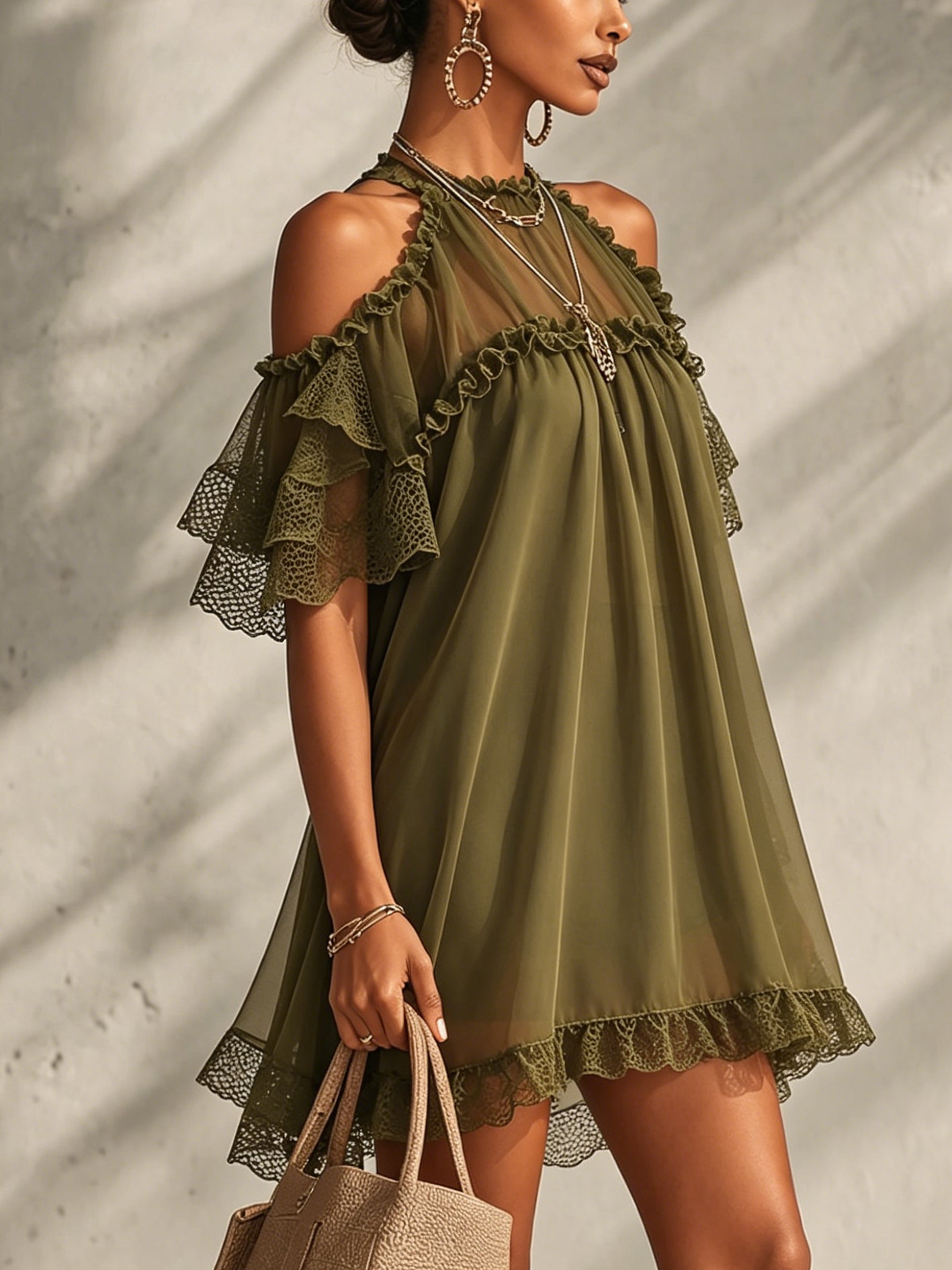 Fera /Vestido Midi Sofisticado con volantes