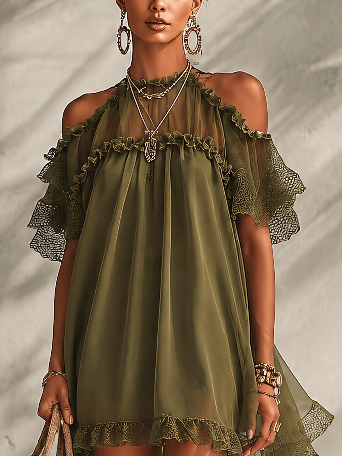 Fera /Vestido Midi Sofisticado con volantes