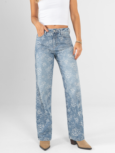 Jeans Bordado de Pierna Recta