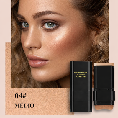Base de maquillaje en barra y brocha