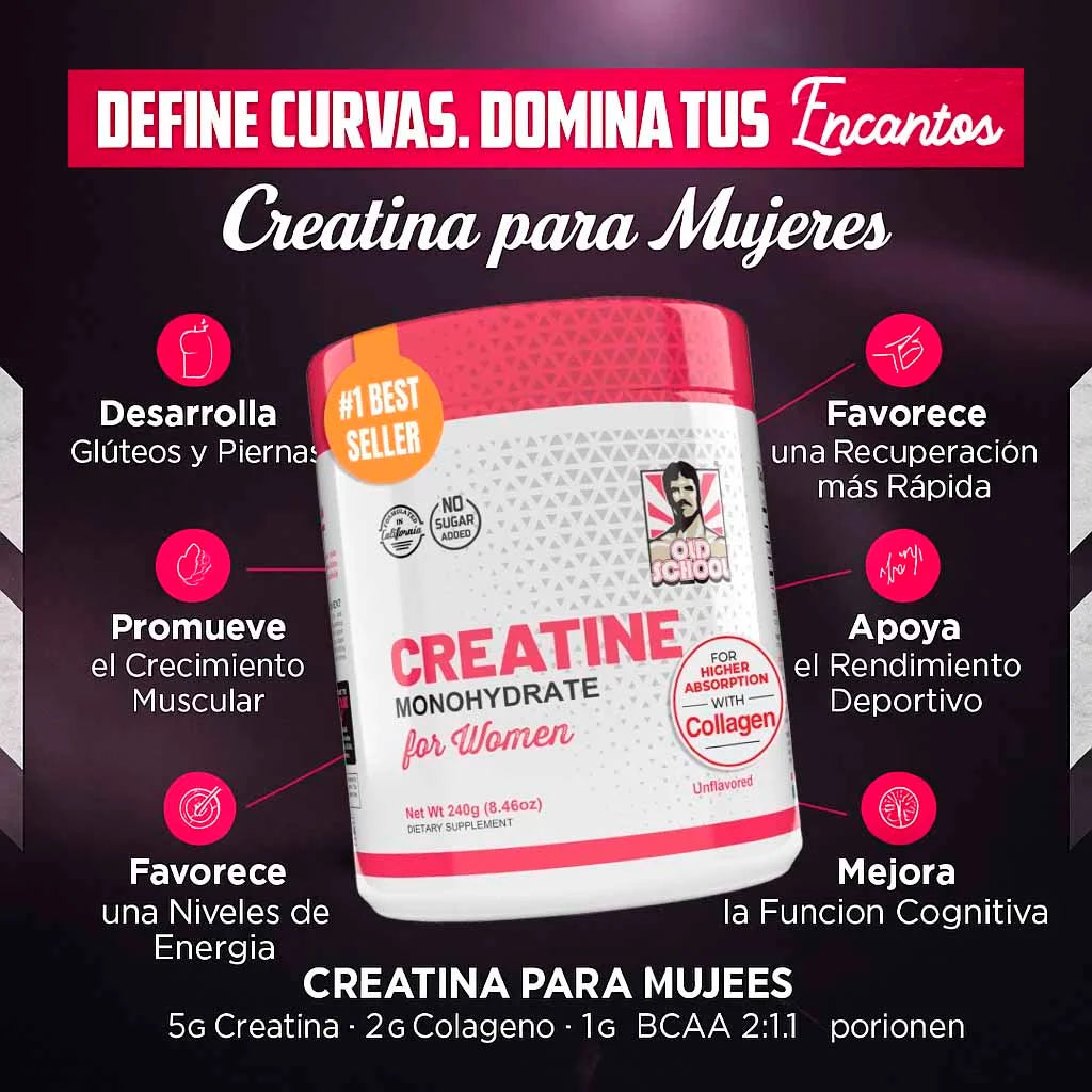 Creatina Premium para Mujeres, que además contiene colágeno