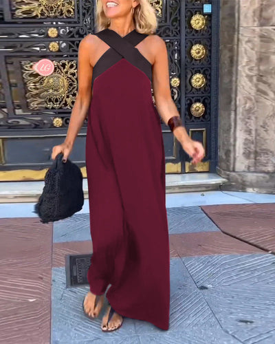 Vestido sin mangas con cuello halter cruzado