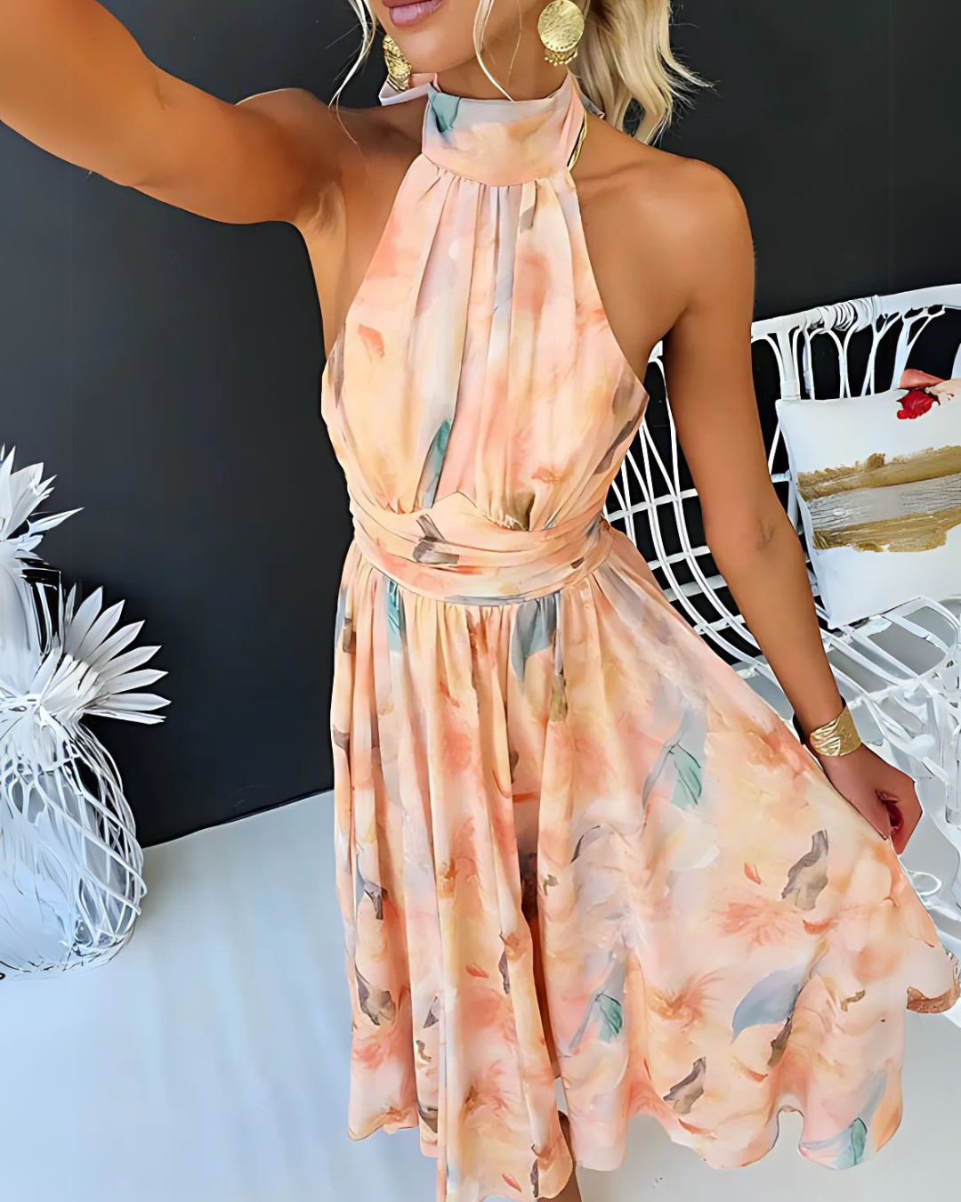 Vestido Largo Estampado Acuarela