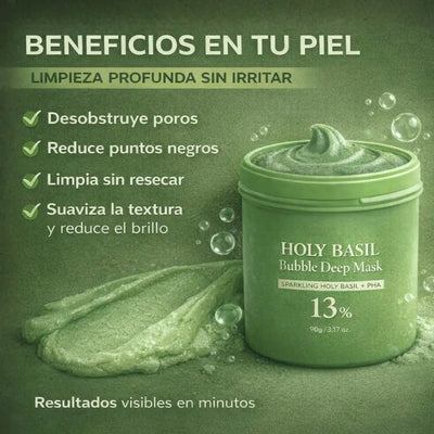 Mascarilla Facial de Burbujas de Albahaca Sagrada
