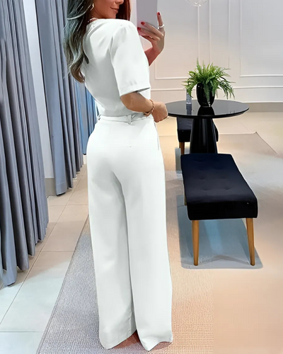 Conjunto con Top Corto y Pantalón de Pierna Ancha
