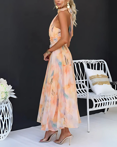 Vestido Largo Estampado Acuarela