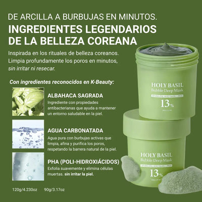 Mascarilla Facial de Burbujas de Albahaca Sagrada