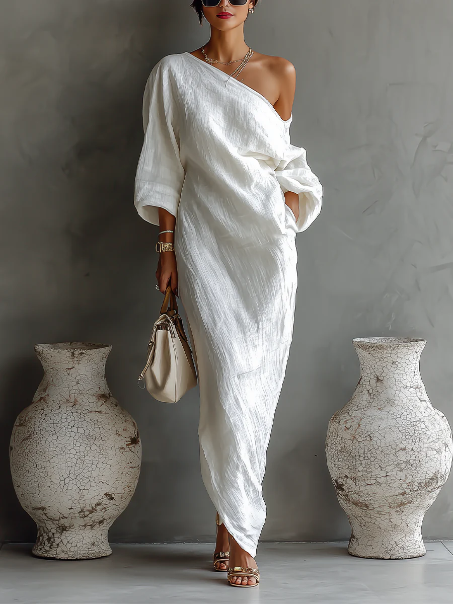 Vestido Lino Escultural Atenas