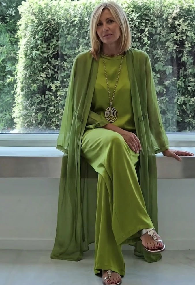 Conjunto de 3 piezas de cristal verde