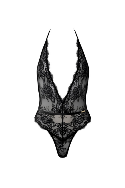 AVAM MAGNETISM Lace Bodysuit in Black with Gold tone Hardware