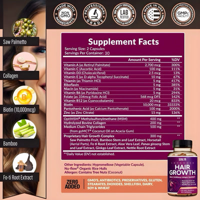 Serlyn Advanced Hair Growth/ Vitaminas para el Crecimiento del Cabello