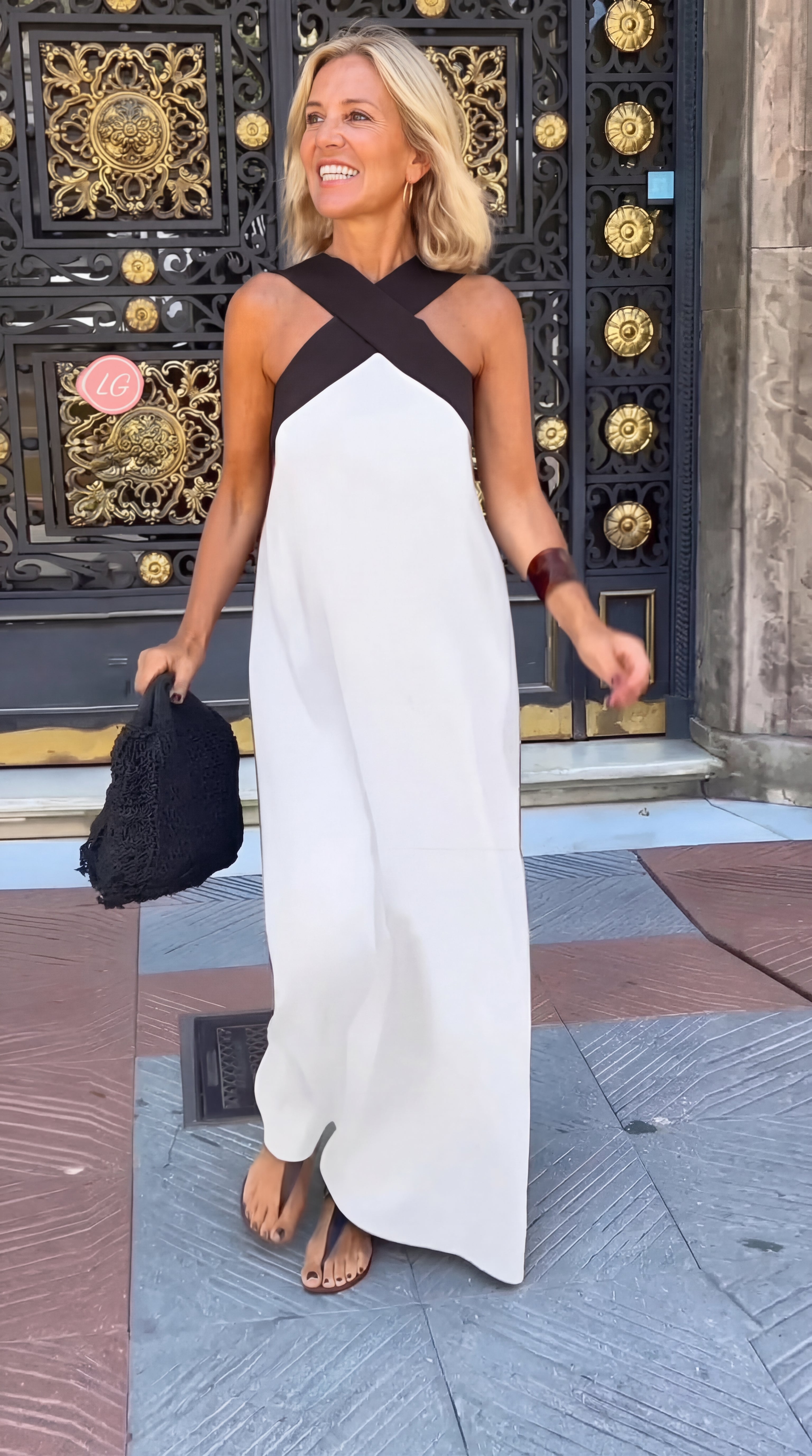 Maxi Vestido Cuello Cruzado Mina