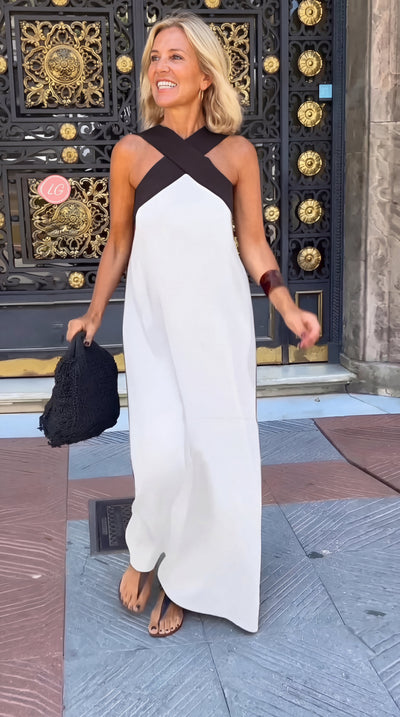 Maxi Vestido Cuello Cruzado Mina