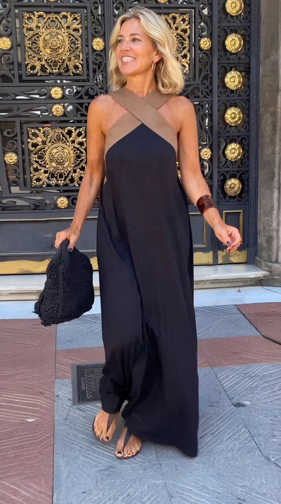 Maxi Vestido Cuello Cruzado Mina
