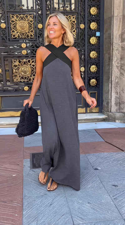 Maxi Vestido Cuello Cruzado Mina