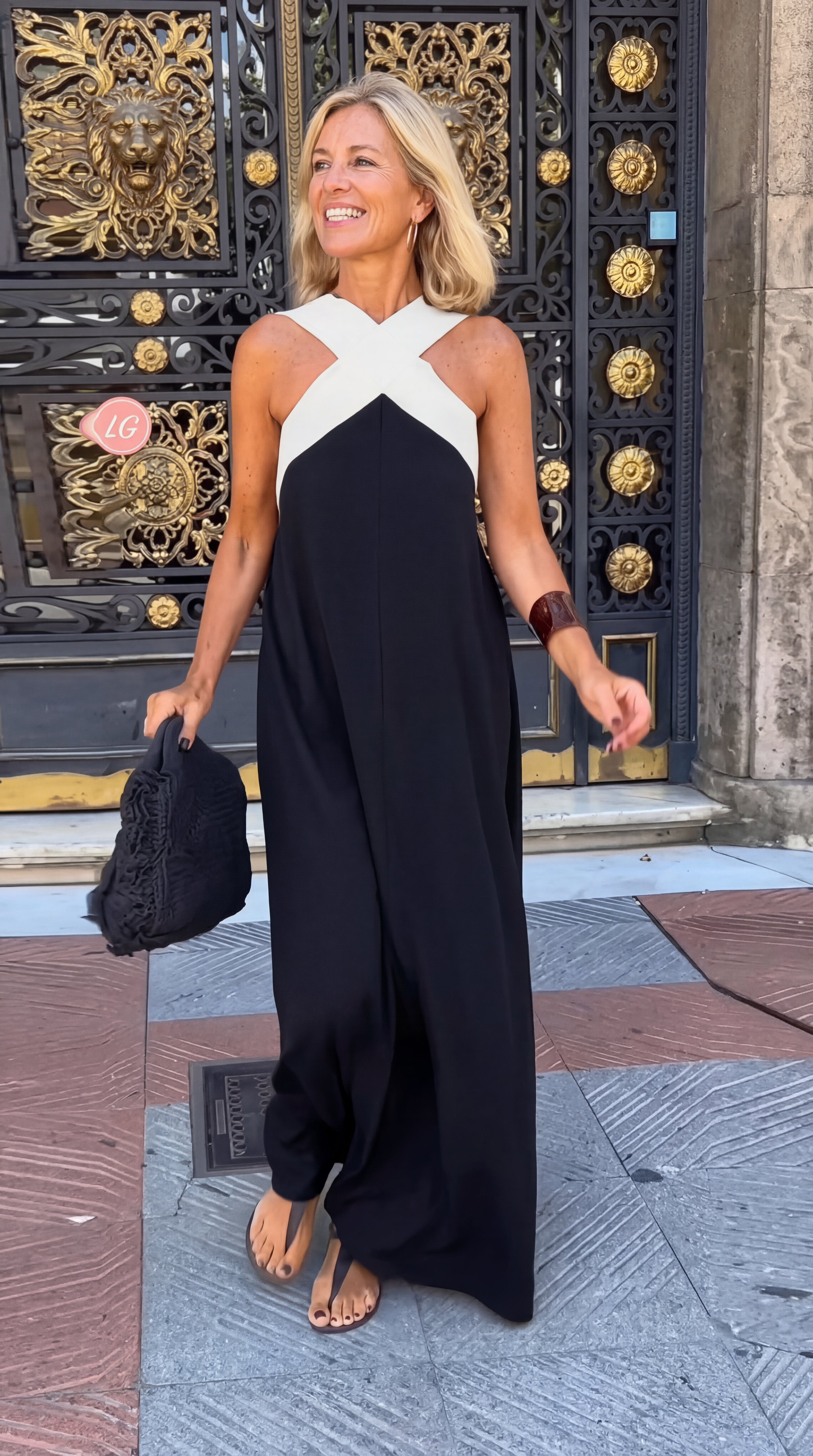 Maxi Vestido Cuello Cruzado Mina