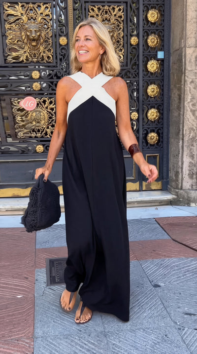 Maxi Vestido Cuello Cruzado Mina