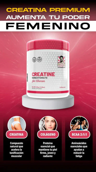 Creatina Premium para Mujeres, que además contiene colágeno