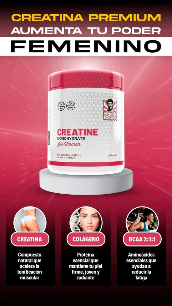 Creatina Premium para Mujeres, que además contiene colágeno