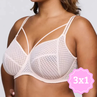 Sujetador con transparencia y soporte reforzado 3x1