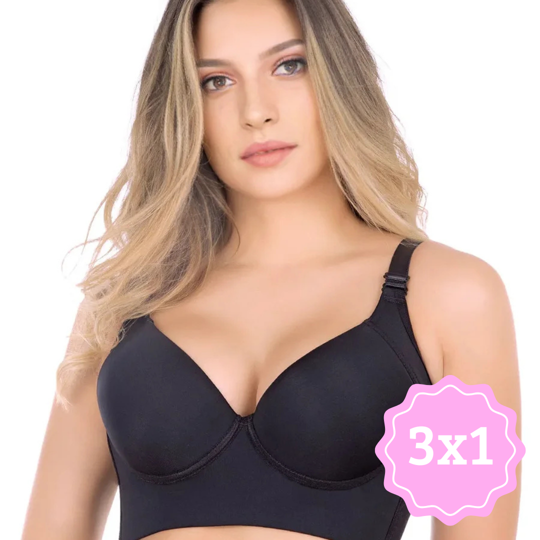 Sujetador push up de copa completa de compresión alta 3X1