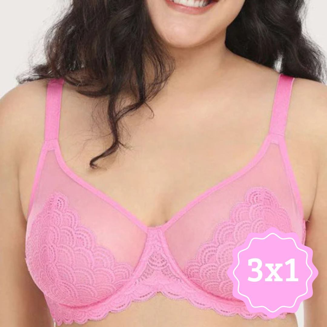 Sujetador sexy de encaje transparente 3x1