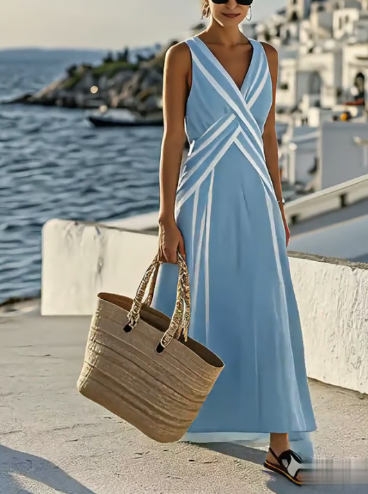 Vestido de Lino Cruzado Elegante
