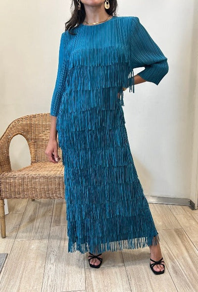 Escalonado Vestido de Flecos Dina