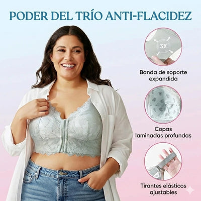 Sujetador cómodo cremallera y estructura de soporte 3X1